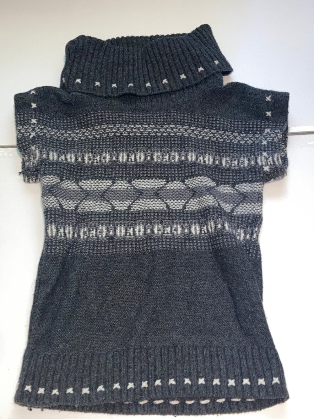 Vintage Route 66 Short Sleeve Cowl Neck Grey Sweater Small RN 42088